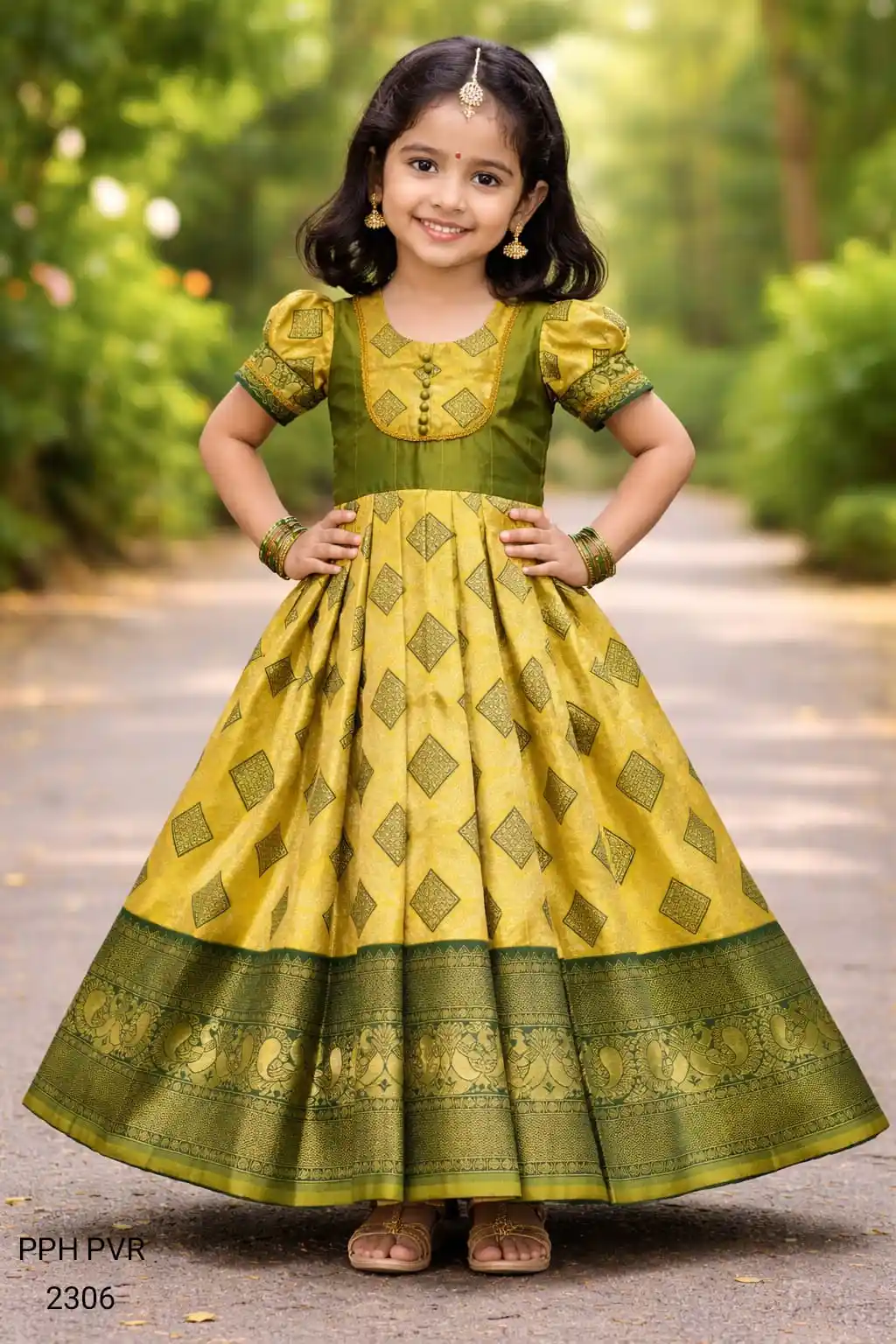 Traditional South Indian Style Kids Silk Gown